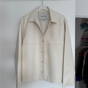 NEW Aritzia Sunday Best Cream Women's Faux-Leather Jacket